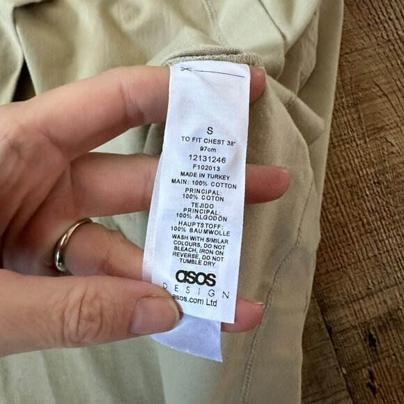 Asos Design Moss Green Button-Up V-Neck Sleeveless Vest Casual Cotton Men's S - Picture 6 of 8